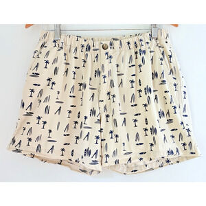 WASHED STONED AND BEATEN Vintage 1946 All Over Print Shorts Palm Tree Surfboard